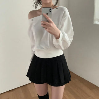 Pleated A-line mini skirt