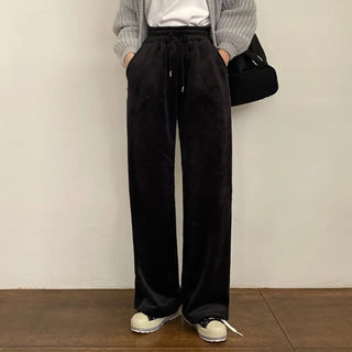 Fleece-lined ribbed wide-leg training pants