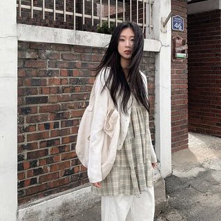 Checked layered mini dress