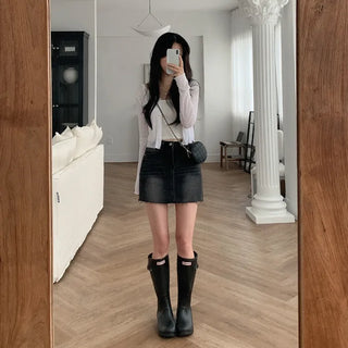 Cropped Layered Round Neck Cardigan
