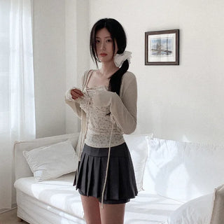 Pleated A-line mini skirt