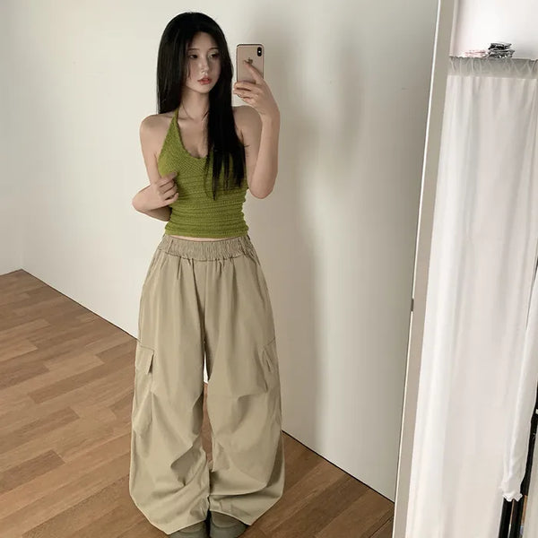 [3 colors] Cargo Wide Jogger Nylon Training Pants