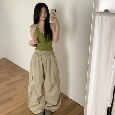 [3 colors] Cargo Wide Jogger Nylon Training Pants