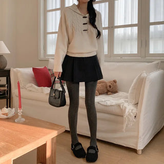 Hooded wool cable knit sweater