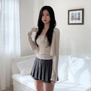 Pleated A-line mini skirt