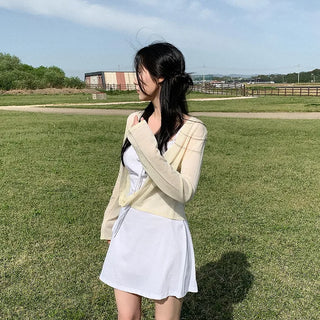 [5 colors] See-through V-neck cardigan