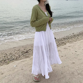 [4 colors] Sun protection sheer lightweight V-neck summer cardigan