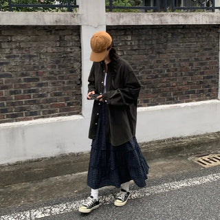 Frilled check tiered skirt