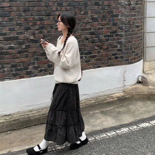 Frilled check tiered skirt