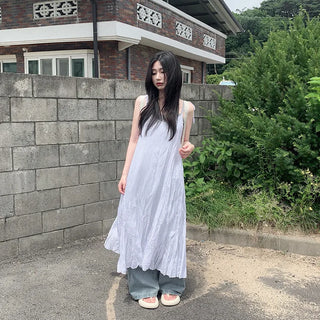 [2 colors] Oversized Chiffon Camisole Bustier Summer Maxi Long Dress