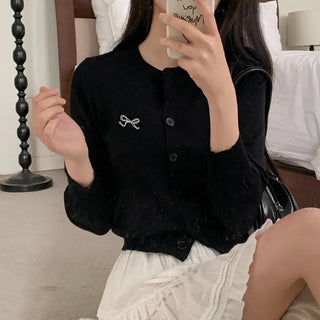 Stitched Round Knit Cardigan