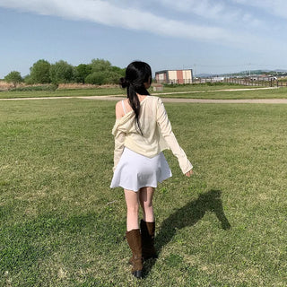 [5 colors] See-through V-neck cardigan