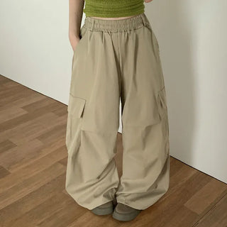 [3 colors] Cargo Wide Jogger Nylon Training Pants