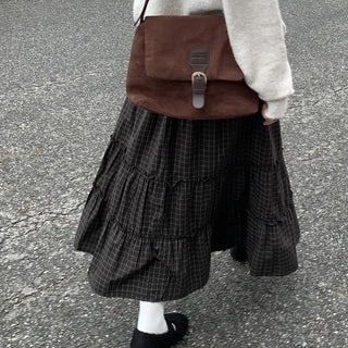 Frilled check tiered skirt