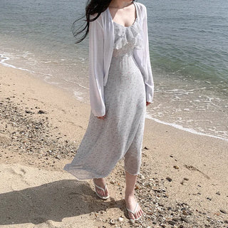 [4 colors] Sun protection sheer lightweight V-neck summer cardigan
