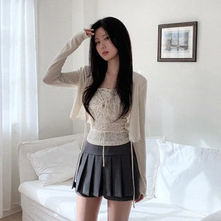 Pleated A-line mini skirt