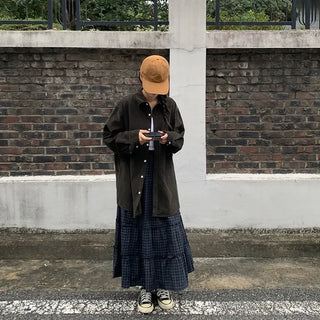 Frilled check tiered skirt