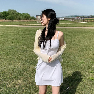 [5 colors] See-through V-neck cardigan