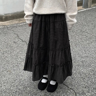 Frilled check tiered skirt