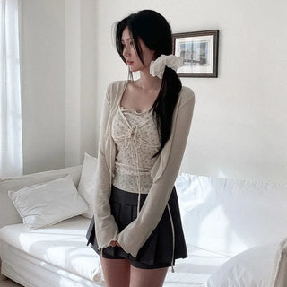 Pleated A-line mini skirt