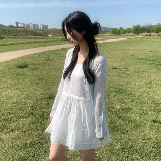 [5 colors] See-through V-neck cardigan