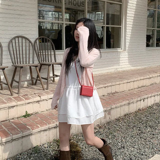 Chiffon tiered mini camisole dress