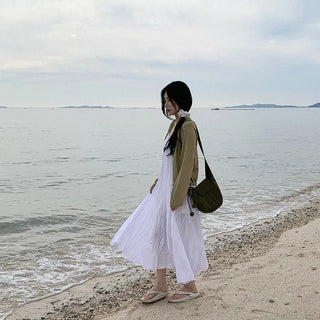[2 colors] Oversized Chiffon Camisole Bustier Summer Maxi Long Dress