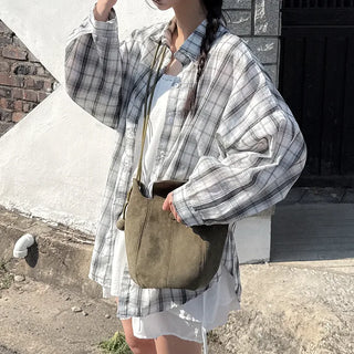 Large size check shirt