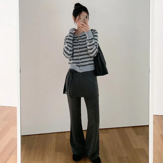 (Set) Layered-style pants & mini skirt set