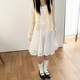 [2 colors] Polka Dot Midi Cantan Skirt