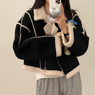Boa Collar Loose Fit Shearling Coat