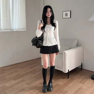 Frill puff blouse