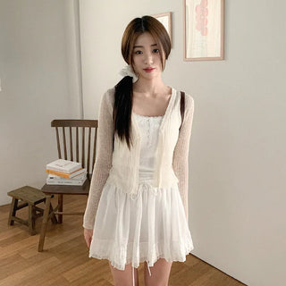 [5 colors] Sheer knit lightweight summer V-neck cardigan