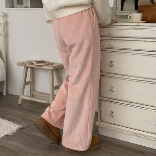 Fleece-lined ribbed wide-leg training pants