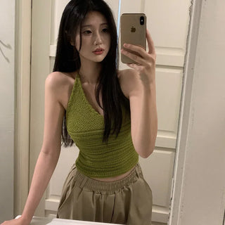 [4 colors] Halter neck summer knit tank