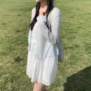 [5 colors] See-through V-neck cardigan