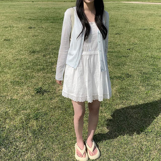 [5 colors] See-through V-neck cardigan