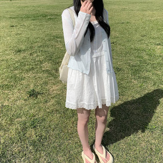[5 colors] See-through V-neck cardigan