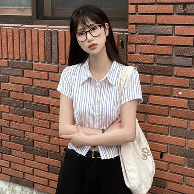 Striped short-sleeved shirt