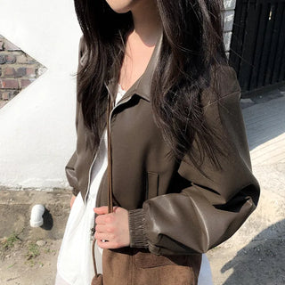Cropped faux leather blouson