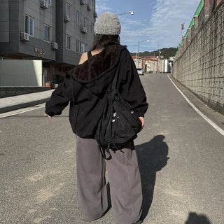 Fleece corduroy fur parka
