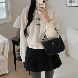 Hooded wool cable knit sweater