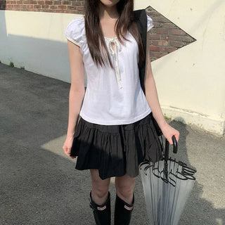 [4 colors] Tiered Skirt Mini Skirt