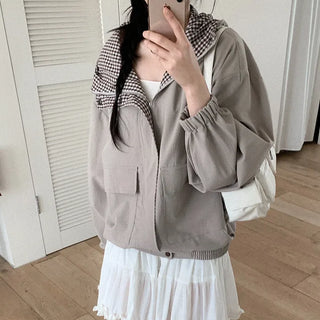 Checkered Pattern Mountain Parka