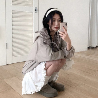 Checkered Pattern Mountain Parka