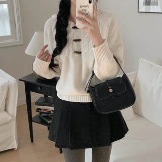 Hooded wool cable knit sweater