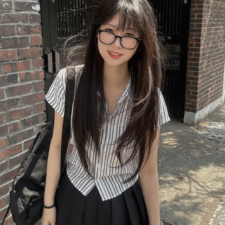 Striped short-sleeved shirt