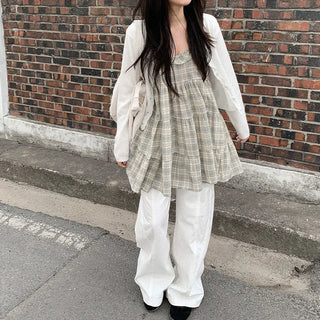 Checked layered mini dress