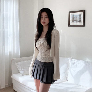 (Set) Flower Shirred Camisole & Bolero