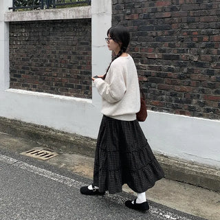 Frilled check tiered skirt